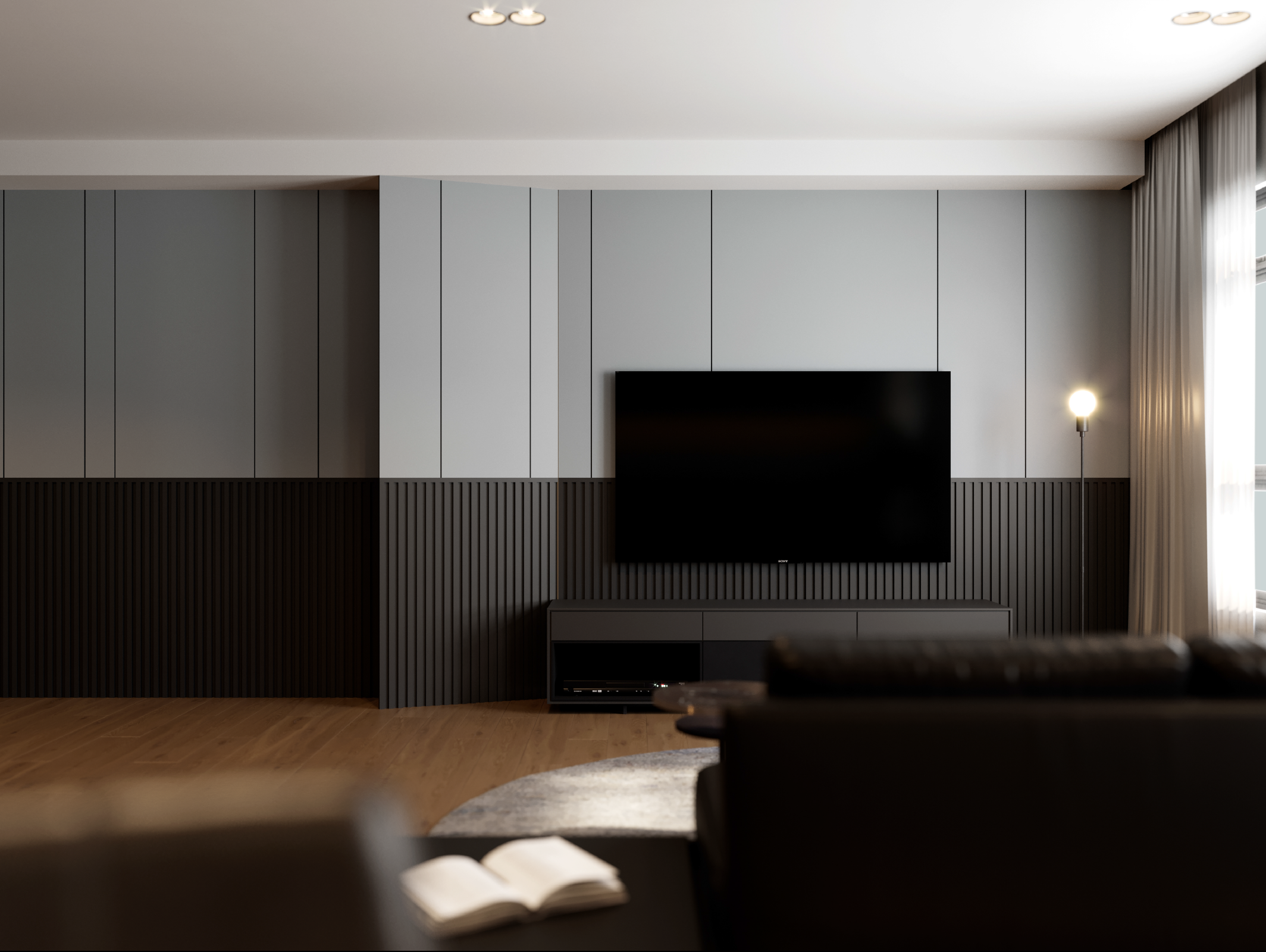 Introspective hue hall design by Arche Interior