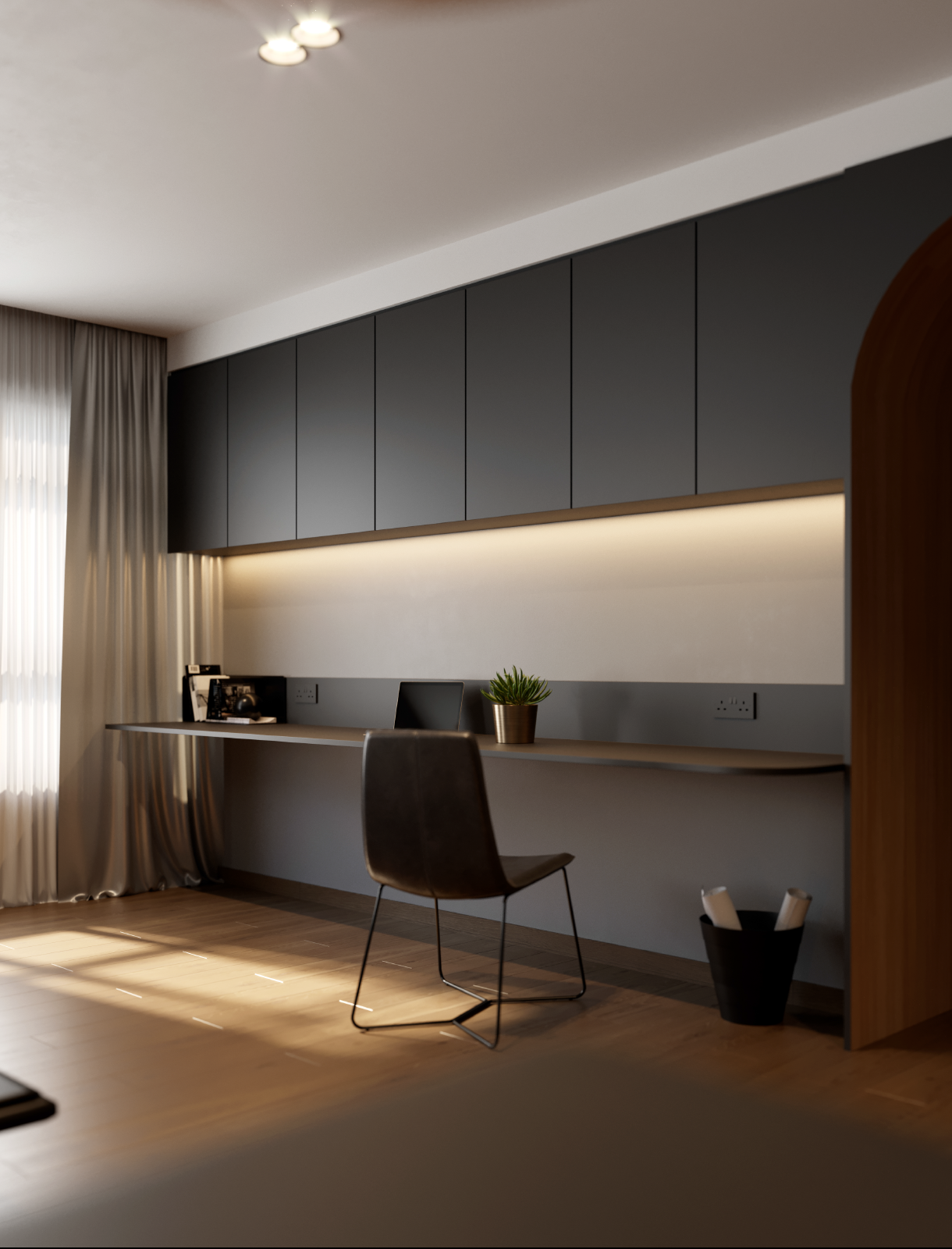 Introspective hue study room design by Arche Interior
