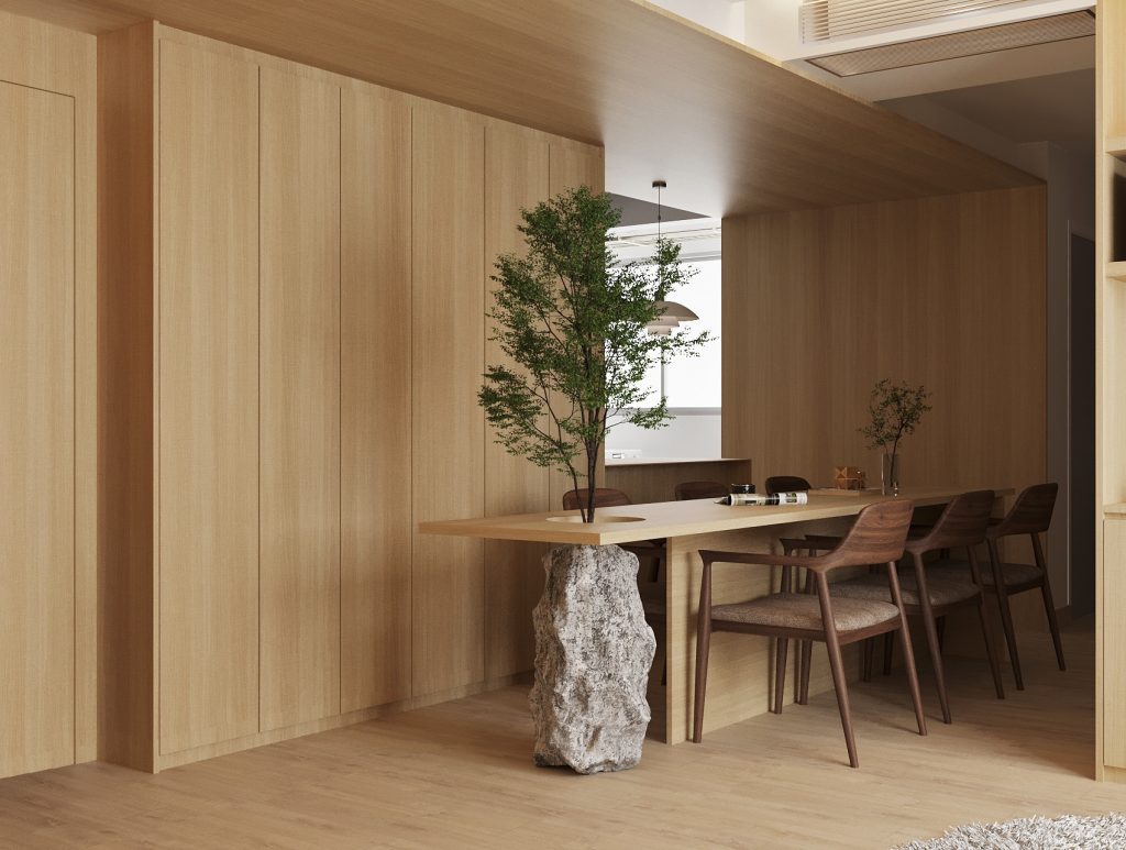 Kanso Japandi dining designed by Arche Studio
